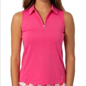 Golftini Women’s Sleeveless Zip Tech Polo Hot Pink Size M